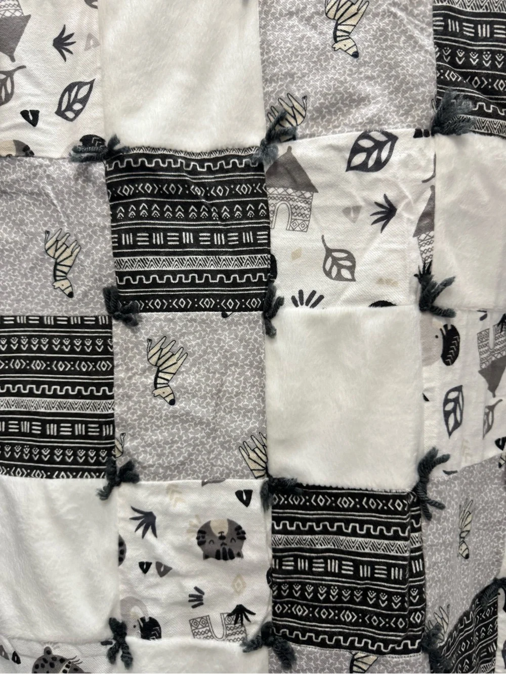 Neutral Patchwork Throw Blanket by